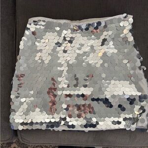 12th Tribe Metallic Sequin Mini Skirt